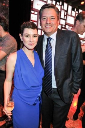 Yael Stone, who plays Lorna Morello in <i>Orange Is The New Black</i>, with Netflix's content boss Ted Sarandos, at the Netflix red carpet launch in Sydney.