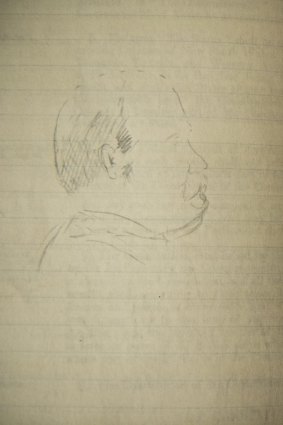 A physical copy of Edmund Barton's 1891 draft Australian constitution with his own scribblings and hand-drawn pictures can be viewed as part of the Federation Gallery. The person depicted is unknown. 