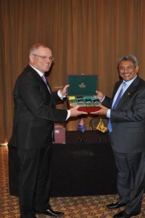 Defence secretary Mr Gotabaya Rajapaksa with Mr Morrison.