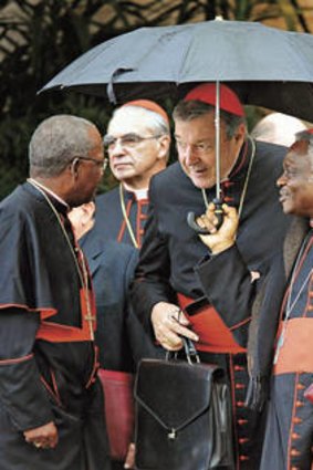 When in Rome … Pell (third from left) with cardinals from around the world at a Vatican summit in 2010 to discuss paedophilia in the priesthood and its prevention.