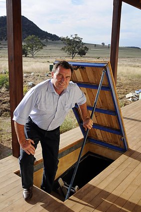 Solicitor Peter Long at his homestead where he has built a bunker for $7,000.