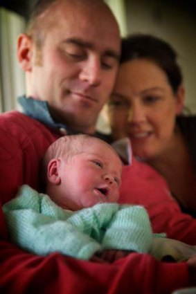 Tim and Maria Cleve at home in Kilmore with newborn son Ned.