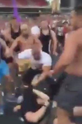 A screen grab of footage of the brawl. 