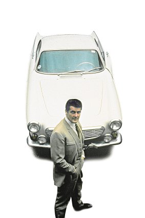 Roger Moore as Simon Templar AKA 'The Saint' and his Volvo P1800 motor car.