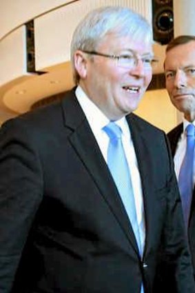 1.8m tall: Prime Minister Kevin Rudd and Opposition Leader Tony Abbott