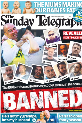 <i>The Sunday Telegraph</i>'s front page on November 22, 2015.