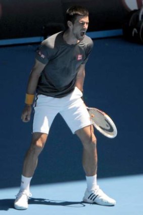 Pumped up: Novak Djokovic on Thursday.