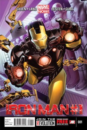 Recharged &#8230; the cover of the newlook Iron Man comic.