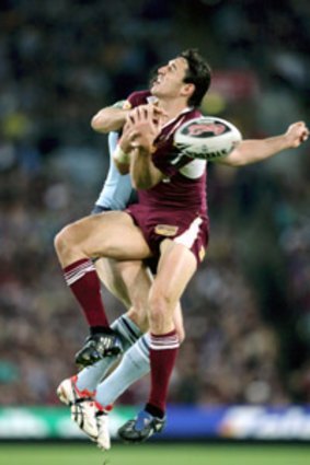 Rugby League. State of Origin. ANZ Stadium pic shows billy slater in the air Wednesday 24th June, 2009 SUN HERALD NEWS pics by anthony johnson DIGICAM 00000000