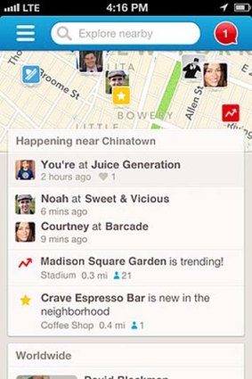 A screenshot of Foursquare for iPhone.