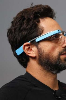 Google's Sergey Brin models the Google Glass.
