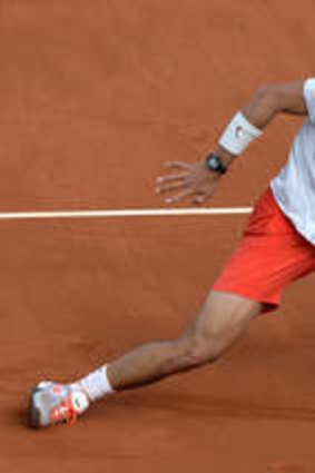 Rafael Nadal on his way to a  straight sets win over  Stanislas Wawrinka.