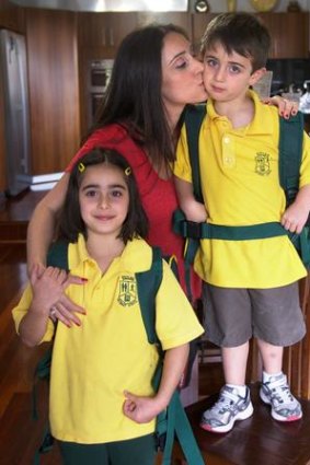 Eleni Savva with children Katerina and Alexander.