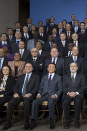 Movers and shakers ... with International Monetary Fund governors in Washington in October 2013.