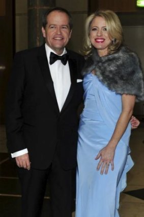 Opposition Leader Bill Shorten and his wife Chloe Bryce at the Midwinter Ball.