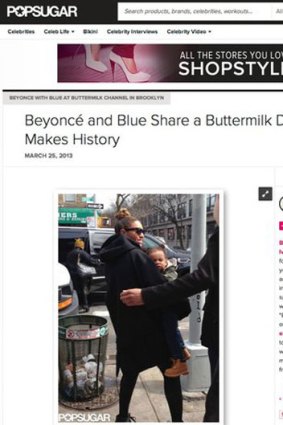 Popsugar was one of several sites that published the Instagram shot of Beyonce and her baby.