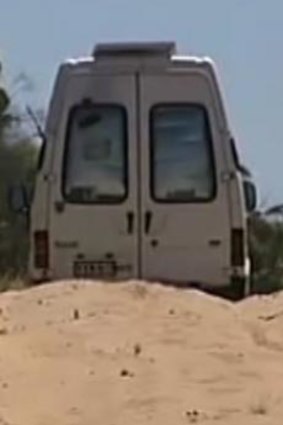 The van, stuck in a sandy track in the Murray-Sunset National Park.
