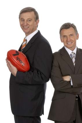 Channel Seven's Dennis Cometti (left) and Bruce McAvaney set the standard for AFL commentary.