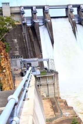 Warragamba Dam has opened the gates of the spillway as it overflows into the Nepean River.
