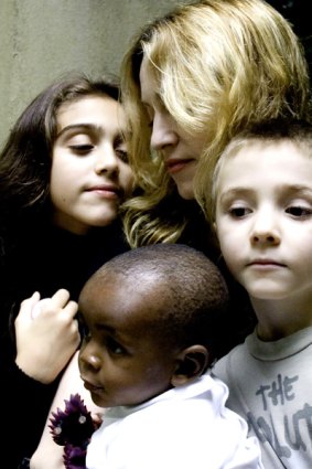 Madonna and children Lourdes, son Rocco and adopted Malawian son David.