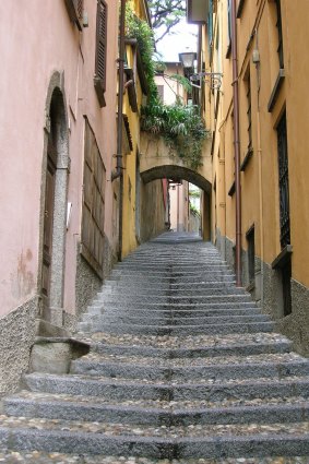 A stone staircase in Argegno.