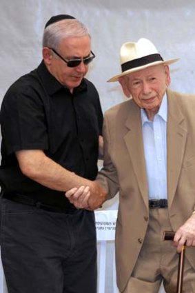 Israeli Prime Minister Benjamin Netanyahu with his father Benzion.