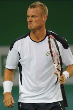 Lleyton Hewitt during his first-round match against Radek Stepanek.