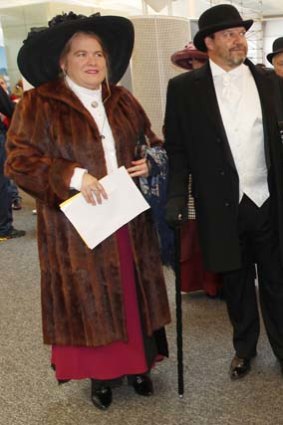 Melburnians Stephen and Judy Keast arrive wearing period costume.