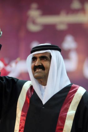 Emir of Qatar, Sheikh Hamad bin Khalifa al-Thani, pictured, was criticised by poet Muhammad Ibn al-Dheeb al-Ajami.