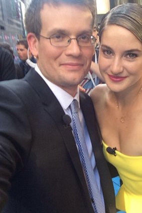 John Green and Shailene Woodley, who plays Hazel, at the premiere of The Fault in Our Stars.
