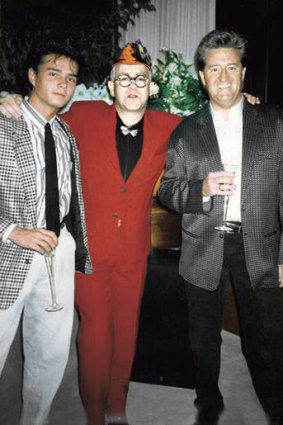 The talented Mr Despallieres … Alexandre Despallieres and Peter Ikin with Elton John in 1988.