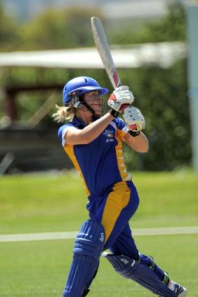 Sara Hungerford watches the bails fly as she is bowled on Friday.