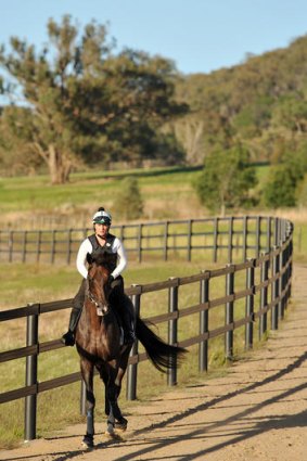 Americain with Stephanie Nigge during trackwork yesterday morning at Lindsay Park.