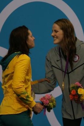 Emily Seebohm and Missy Franklin at the 2012 London Olympics.