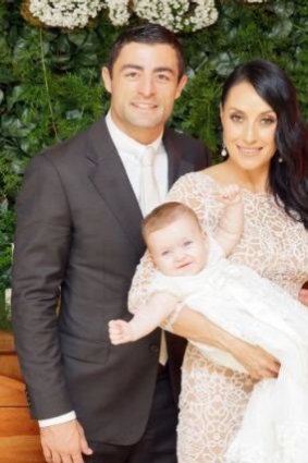 Pure joy: Terry Biviano, Anthony Minichiello and baby Azura on her christening day.