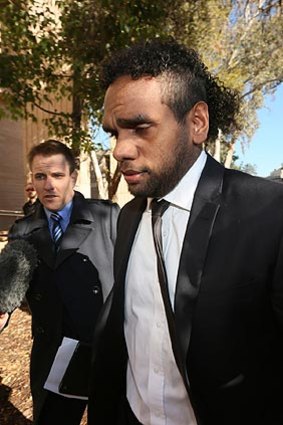 Liam Jurrah arrives at court this morning.