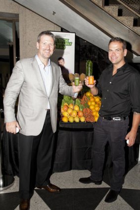 Filmmaker Joe Cross (left) with Lachlan Murdoch at the <i>Fat, Sick and Nearly Dead</i> premiere at the Dendy Opera Quay.