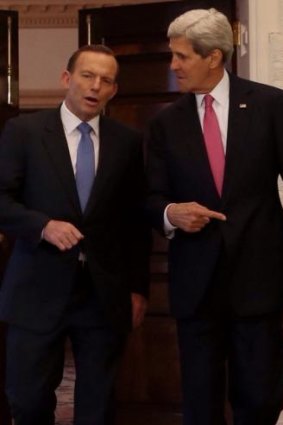 Where's the party: Prime Minister Tony Abbott and US Secretary of State John Kerry.