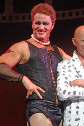 Craig McLachlan as Frank N Furter, with Rocky Horror Show creator Richard O'Brien.