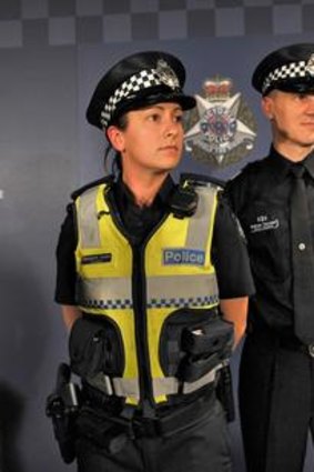 Constable Elizabeth Tonkin and Senior Sergeant Andrew Falconer wearing the new uniform.