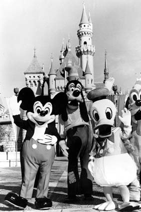World away &#8230; Disneyland visitors see nothing of the trouble in the nearby city of Anaheim.