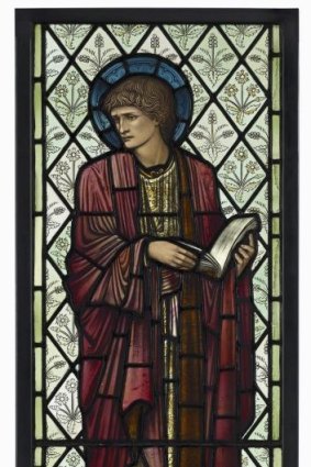 A stained glass window of St Paul manufactured by Morris & Co for the Chapel of Cheadle Royal Hospital, circa 1875.