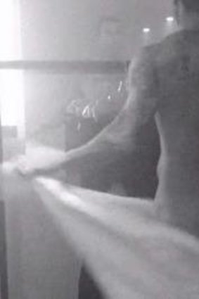 Man in the mirror: Levine flashes a few seconds of skin in the music video.