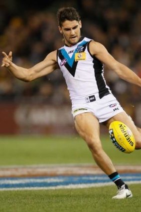 Chad Wingard in action when the Power met the Tigers in round 17.