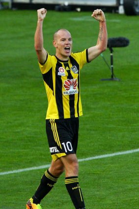 Time to celebrate: Stein Huysegems celebrates his match-winning goal against Sydney FC.