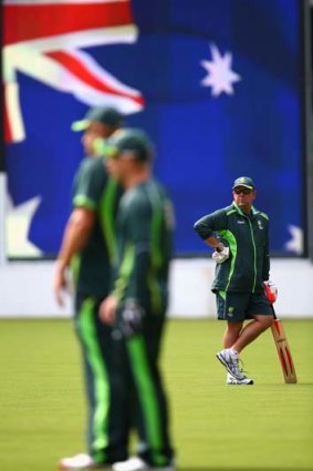 Darren Lehmann, coach of Australia, looks on during an Australia nets session at the Adelaide Oval.
