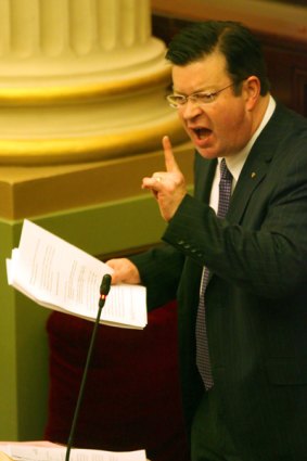 Liberal MP Bernie Finn fires up in Parliament.