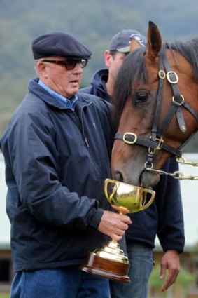 Lloyd Williams with the 2012 Melbourne cup winner Green Moon a day after the big race.
