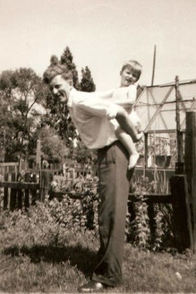 Male bonding: Bragg with his father, Dennis, in their backyard in Barking, Essex, circa 1960.
