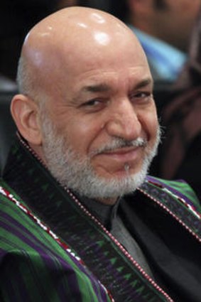 The man in charge (if you call it that): Hamid Karzai.